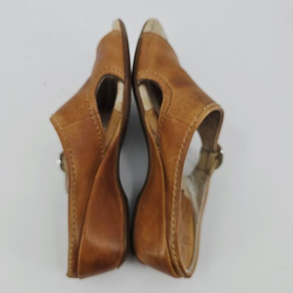 Pikolinos Tan Brown Leather Heeled Slide Sandal Shoe Women's 37 US 7 Boho Chic - Picture 5 of 10